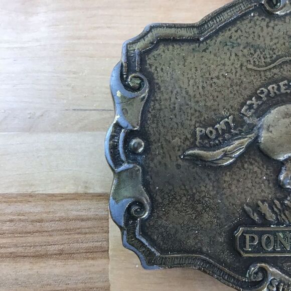 Vintage western EQUESTRIAN metal buckle belt Century Canada Pony Express cowboy - Picture 8 of 10